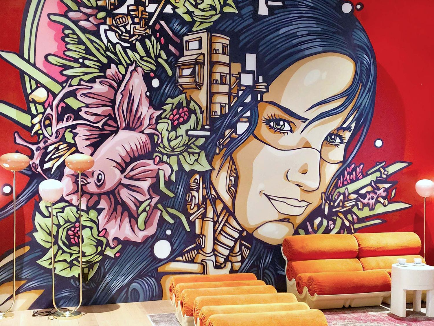 En prenant place dans nos intérieurs, les fresques murales apportent un caractère unique à nos lieux communs, que ce soit à titre privé dans un appartement ou dans les locaux d’une entreprise (©Kanos).