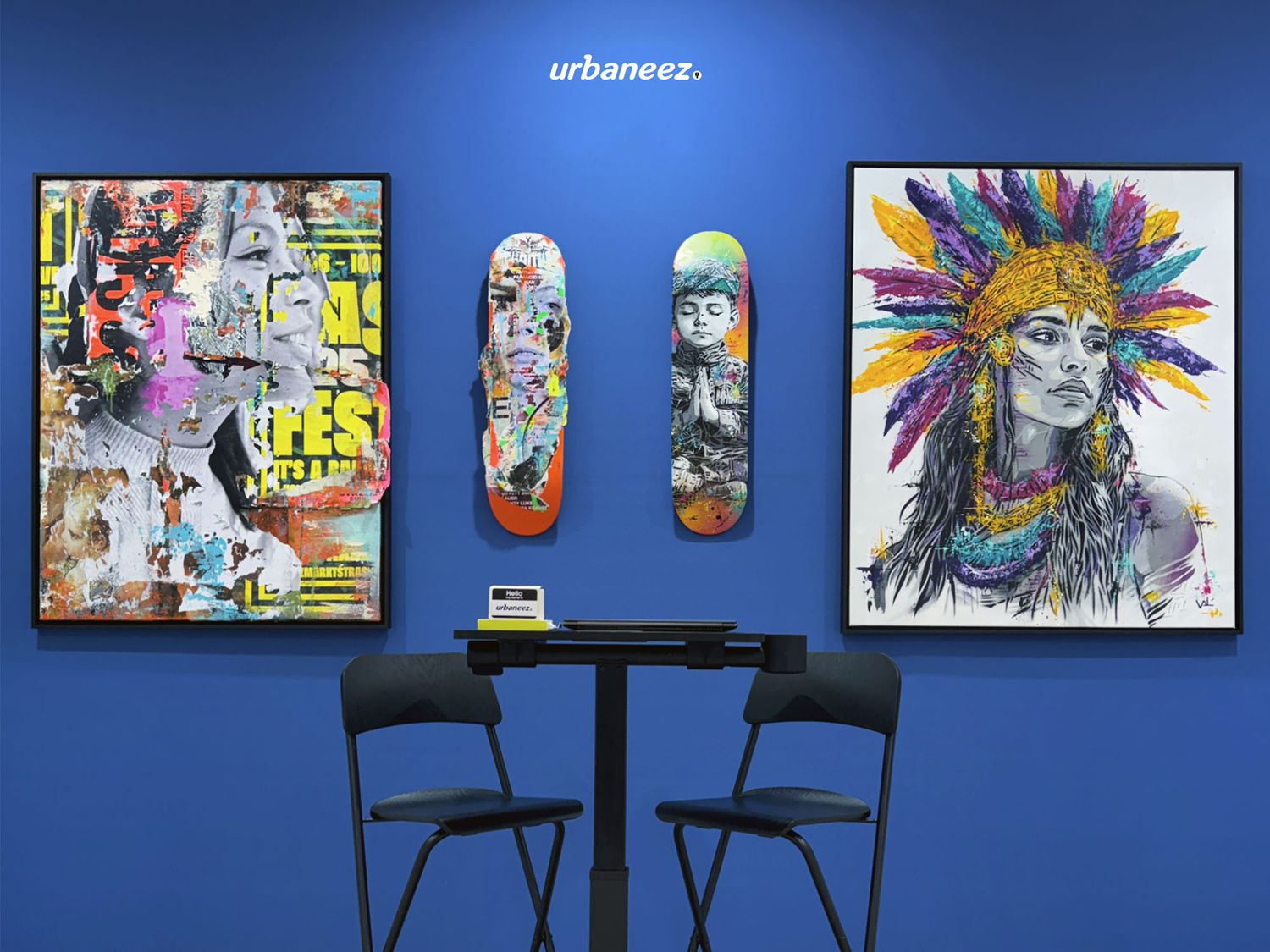 Inspired by urban cultures and their associated media, Urbaneez has always made it a point of honour to focus on handpainted skateboards, which remains an unconventional medium much loved by collectors.
