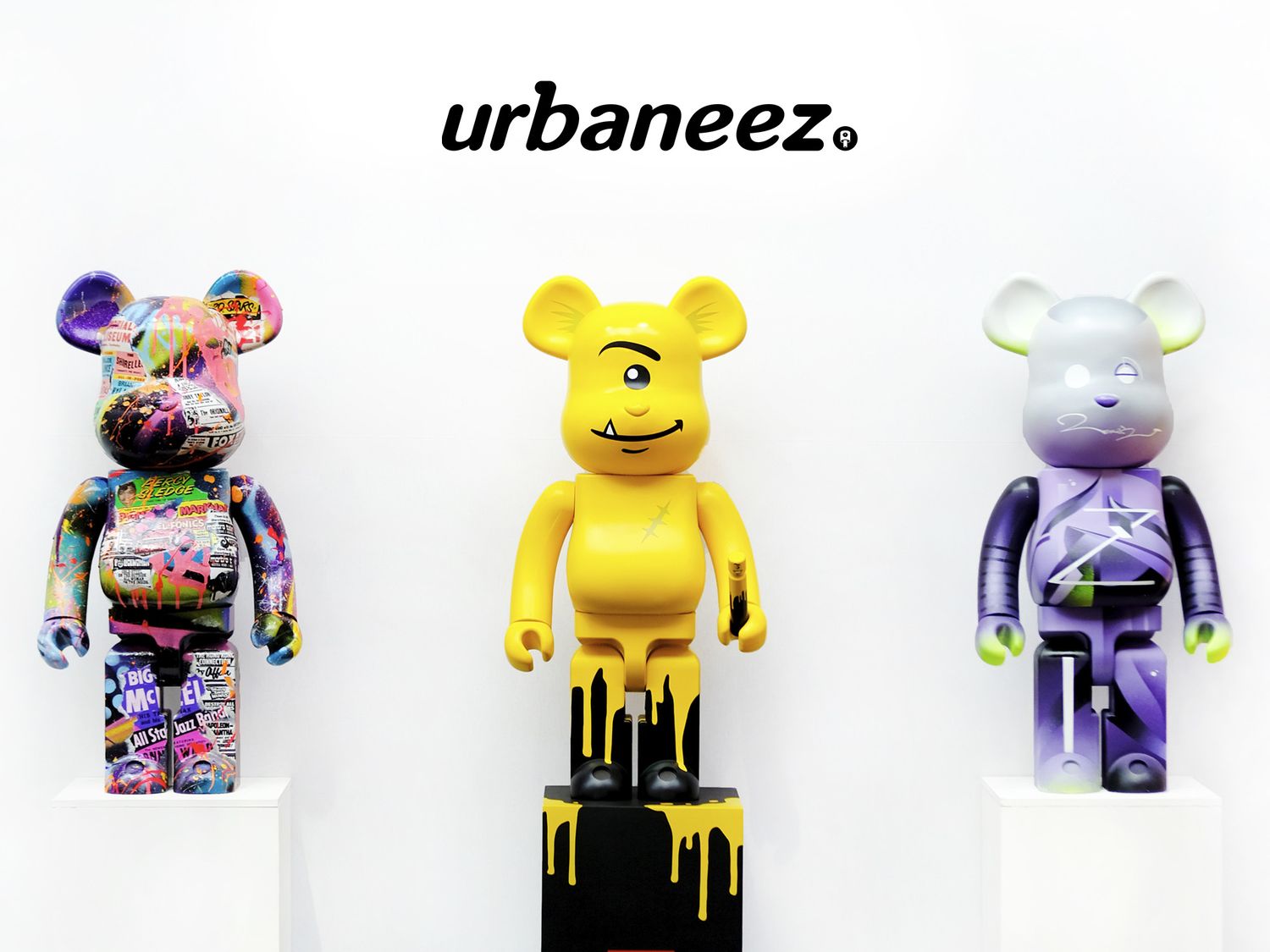 Urbaneez regularly challenges artists to take ownership of specific media in themed collections, such as “Street Toys”, which featured 10 fully hand-painted 1000% Bearbricks by renowned artists.