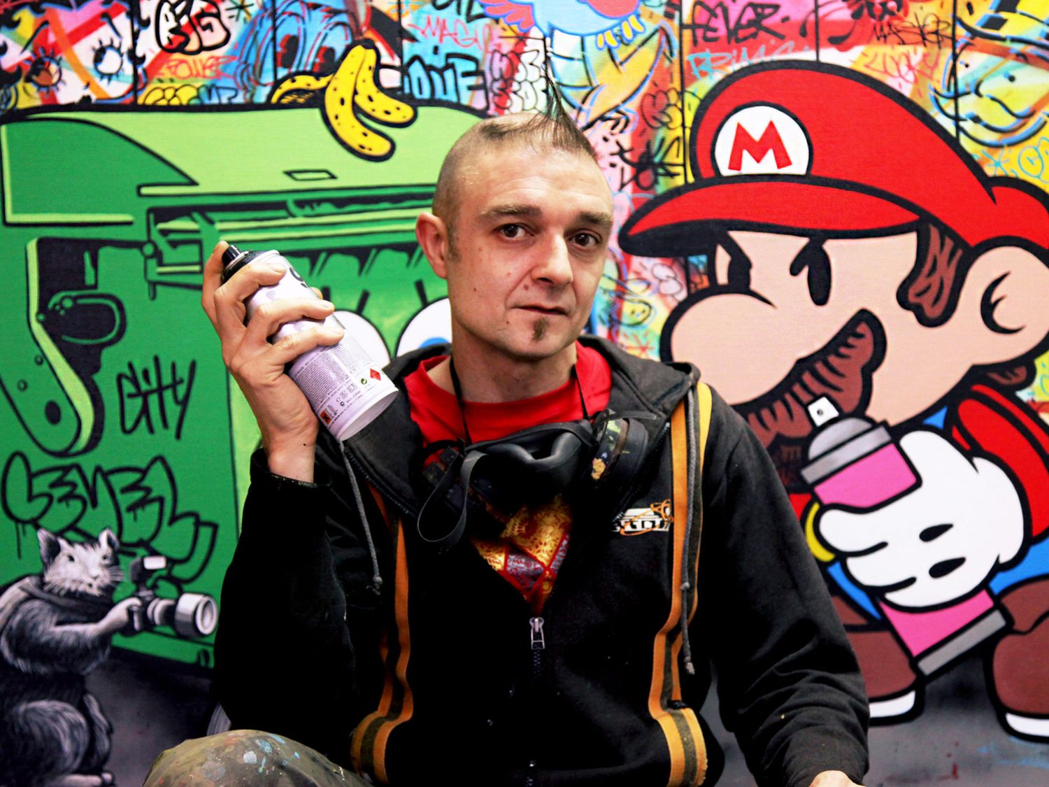 Inspired by the dynamism of Free Figuration, Speedy Graphito is one of the pioneers of street art in France alongside artists such as Jef Aérosol, Miss.Tic, Jérôme Mesnager and VLP (© Photo DR).