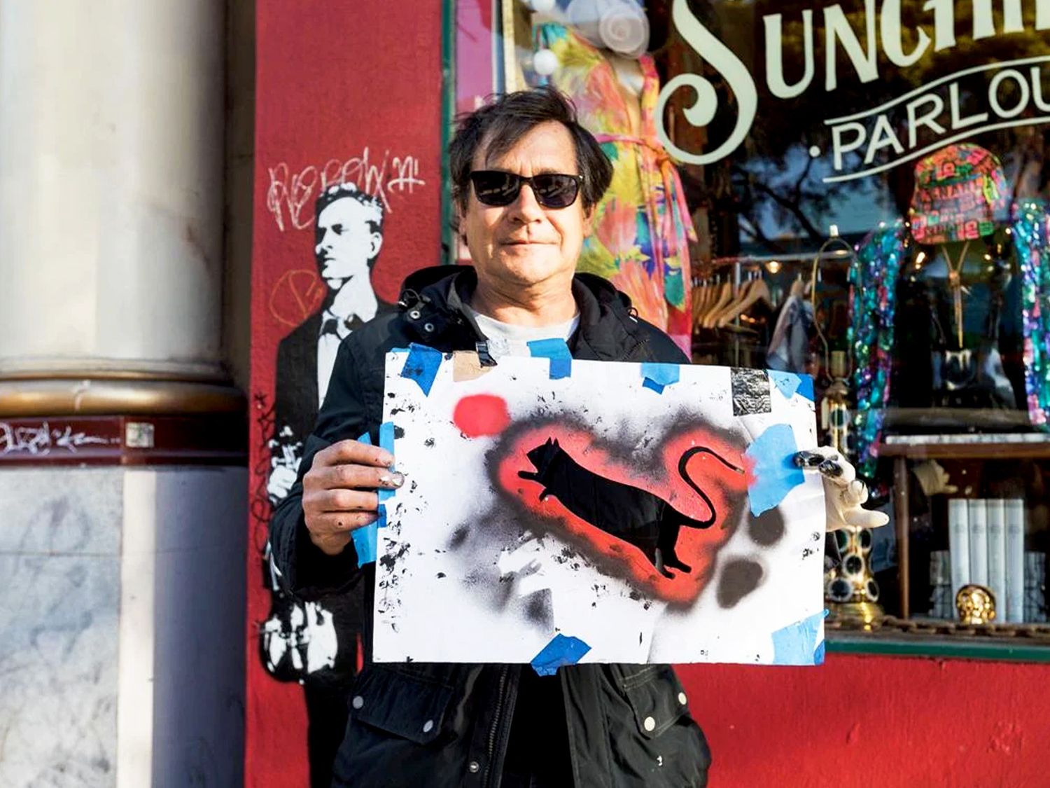 The founding father of stencil art that would inspire Banksy, Blek the Rat began painting his rats in 1981 in Paris. The artist above holding his most iconic stencil of a rat (©Waco Tribune-Herald).